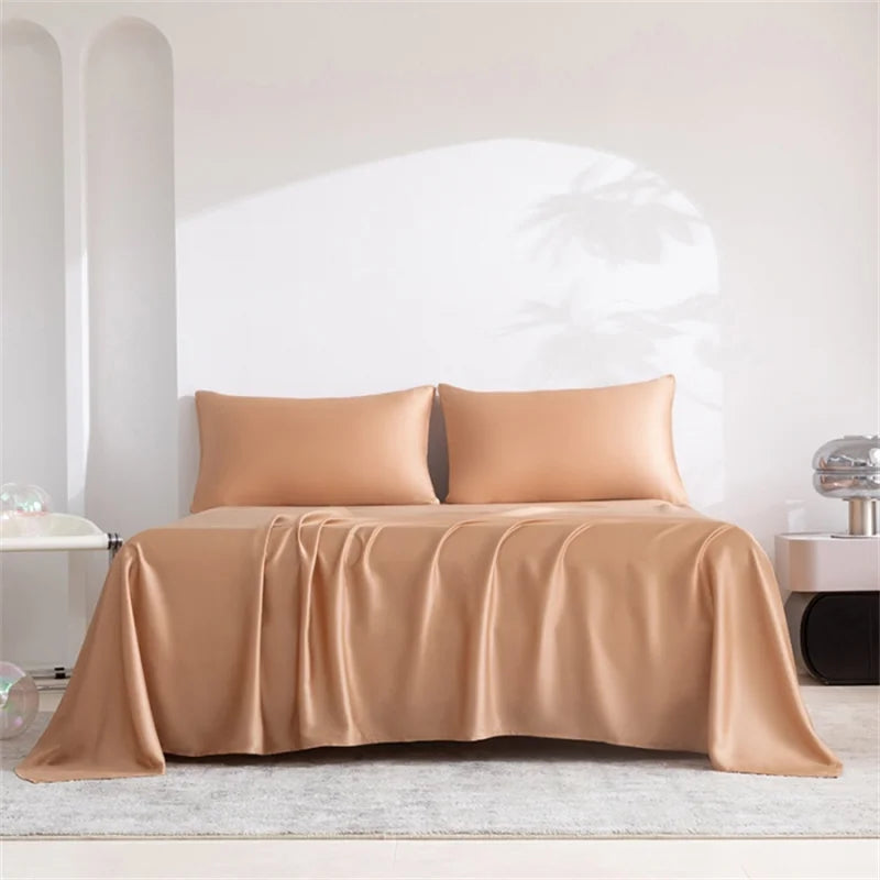 Home 100% Bamboo Flat Sheet 1Pc Luxury Soft Bed Sheet Cover Single Double King Queen Size Bed Sheets Silky (Pillowcase Need Buy)