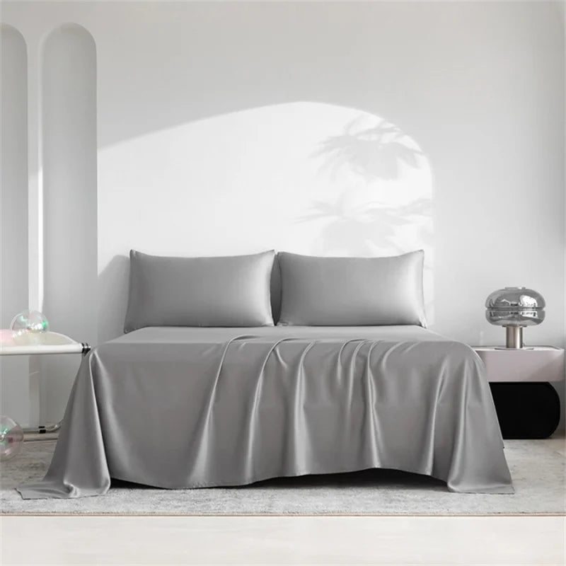 Home 100% Bamboo Flat Sheet 1Pc Luxury Soft Bed Sheet Cover Single Double King Queen Size Bed Sheets Silky (Pillowcase Need Buy)