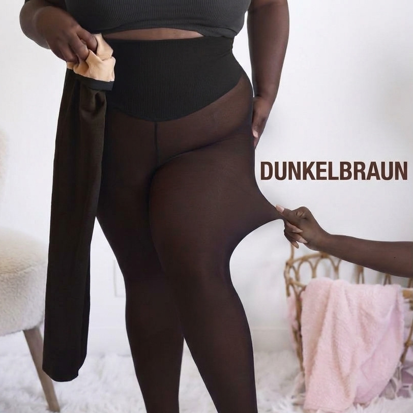 Fleece Leggings in Dunkelbraun mit sichtbarem Innenfutter